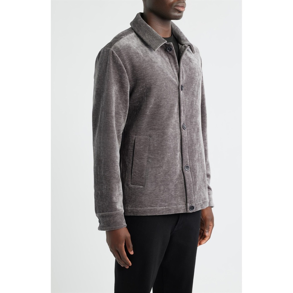 Robert Barakett Jacket Rhodes Overshirt Men M Gray Button Front Stretch Shacket